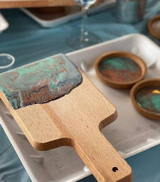 Epoxy resin paddle board and two coasters
